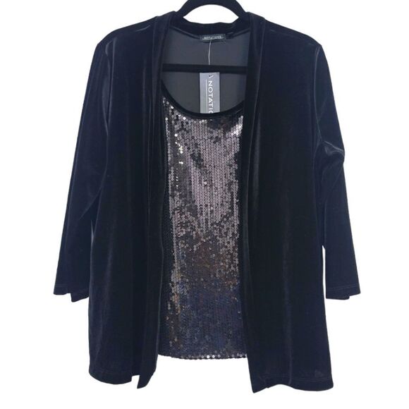 Notations velvet cardigan with sequined attached top, XL - Picture 1 of 7